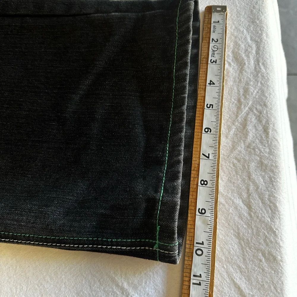 ATTITUDE GOLD MEN’S JEANS GREEN STICH Y2K PNTS SZ 44/32 - Picture 13 of 16